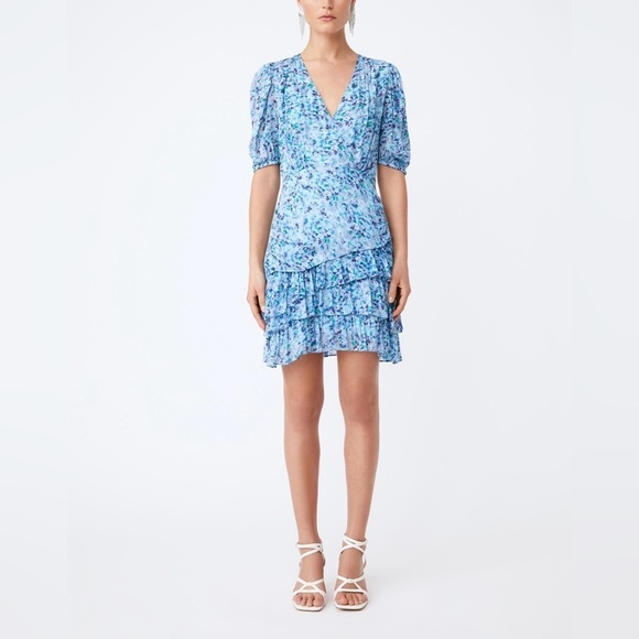 Suncoo Paris Clea Blue Ruffled Mini Dress - Picture 14 of 16